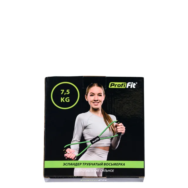 Эспандер трубчатый восьмерка (зеленый, сопротивление 7,5 кг) PROFI-FIT, фото 2