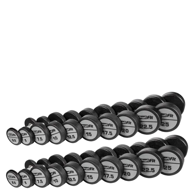 Гантельный ряд полиуретановый (шаг 2,5 кг, 10 пар) PROFI-FIT 2,5-25 кг