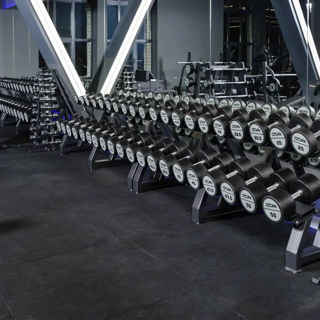 Гантельный ряд полиуретановый (шаг 2,5 кг, 10 пар) PROFI-FIT 2,5-25 кг, фото 5