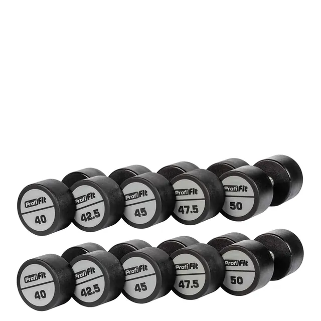 Гантельный ряд полиуретановый (шаг 2,5 кг, 5 пар) PROFI-FIT 40-50 кг