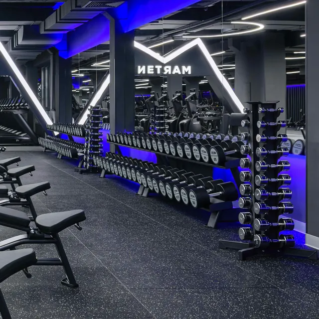 Гантельный ряд полиуретановый (шаг 2,5 кг, 5 пар) PROFI-FIT 40-50 кг, фото 9