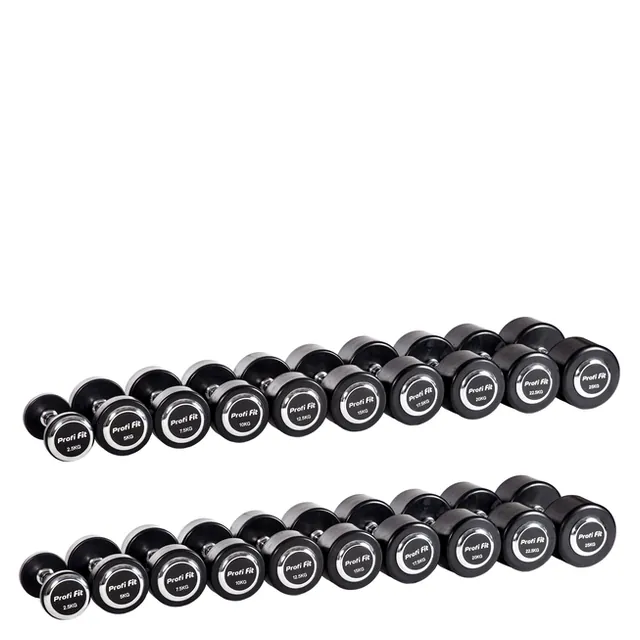 Гантельный ряд профессиональный (шаг 2,5 кг, 10 пар) PROFI-FIT 2,5-25 кг