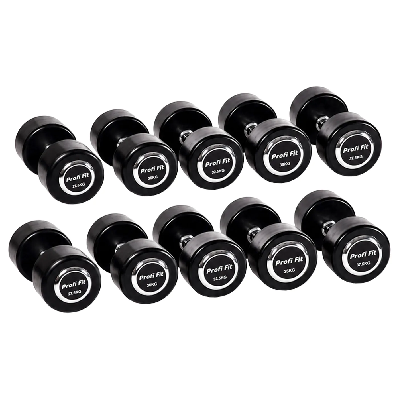 Гантельный ряд профессиональный (шаг 2,5 кг, 5 пар) PROFI-FIT 27,5-37,5 кг