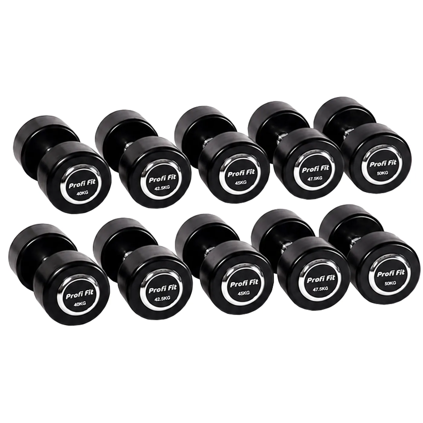 Гантельный ряд профессиональный (шаг 2,5 кг, 5 пар) PROFI-FIT 40-50 кг