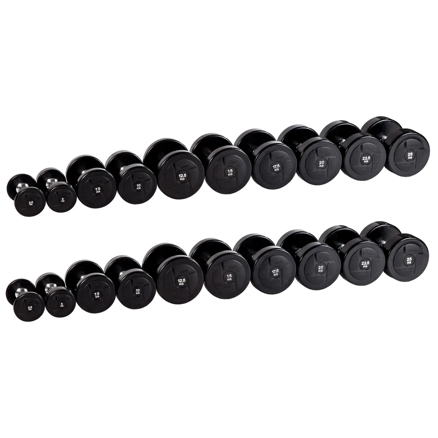Гантельный ряд силовой (шаг 2,5 кг, 10 пар) PROFI-FIT 2,5-25 кг