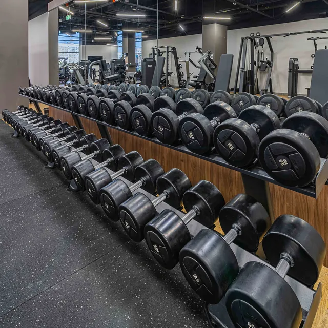 Гантельный ряд силовой (шаг 2,5 кг, 5 пар) PROFI-FIT 40-50 кг, фото 3