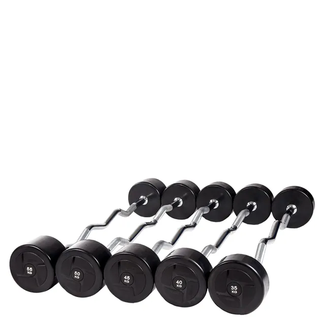 Набор изогнутых обрезиненных штанг (шаг 5 кг, 5 шт) PROFI-FIT 35-55 кг