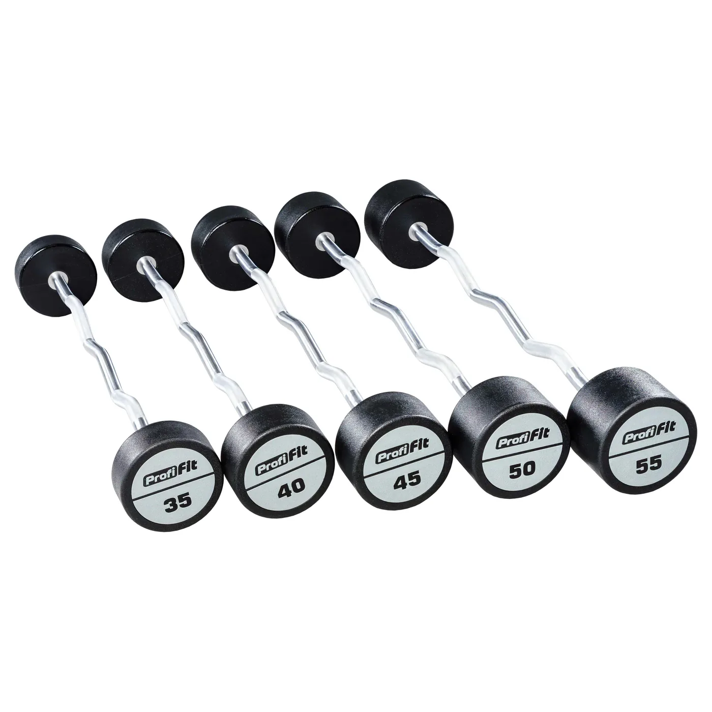 Набор изогнутых полиуретановых штанг (шаг 5 кг, 5 шт) PROFI-FIT 35-55 кг
