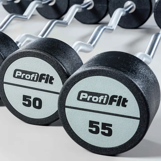 Набор изогнутых полиуретановых штанг (шаг 5 кг, 5 шт) PROFI-FIT 35-55 кг, фото 2