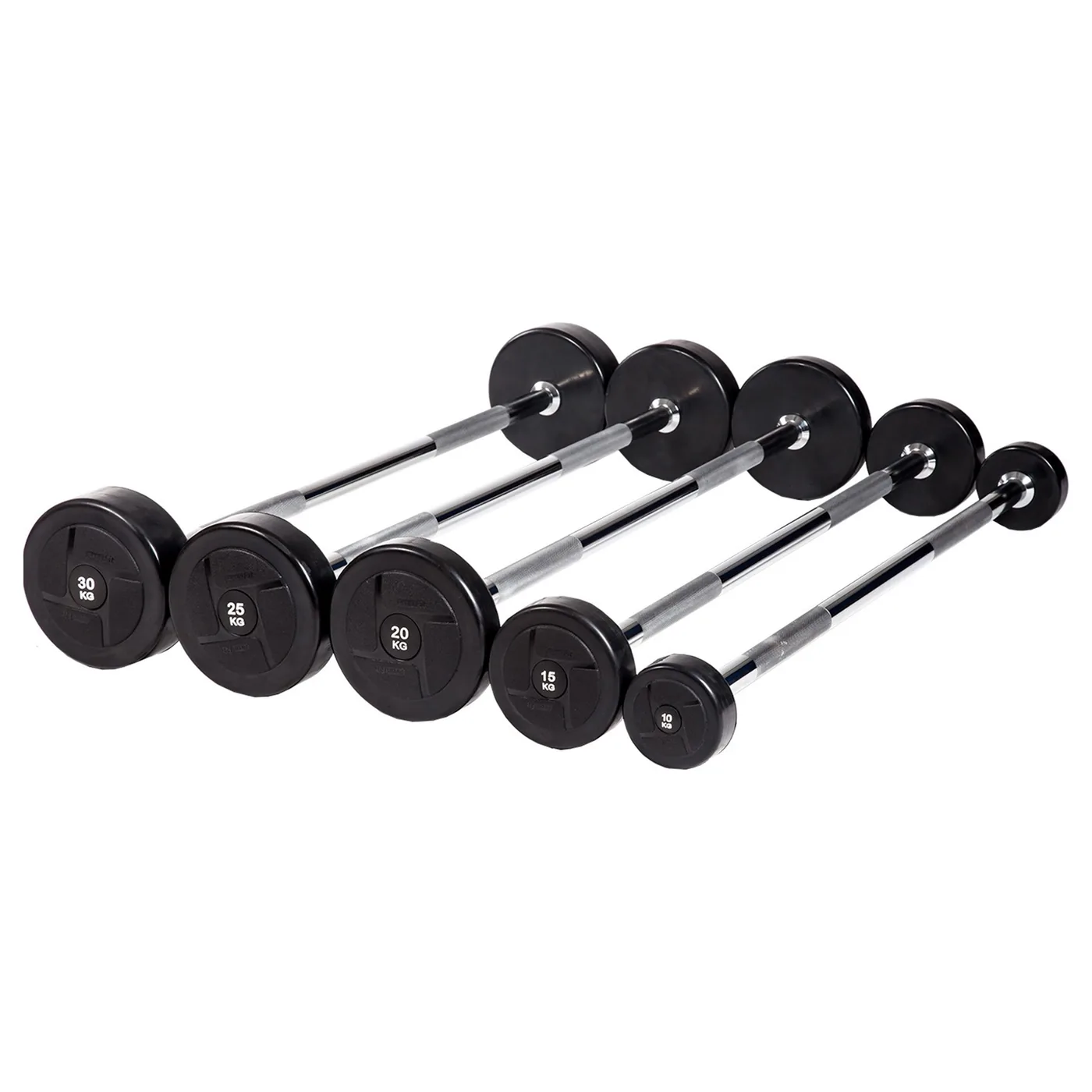 Набор прямых обрезиненных штанг (шаг 5 кг, 5 шт) PROFI-FIT 10-30 кг