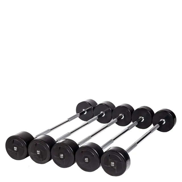 Набор прямых обрезиненных штанг (шаг 5 кг, 5 шт) PROFI-FIT 35-55 кг