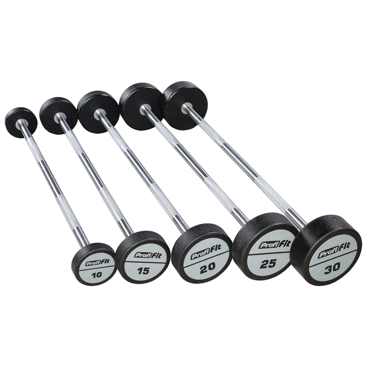 Набор прямых полиуретановых штанг (шаг 5 кг, 5 шт) PROFI-FIT 10-30 кг