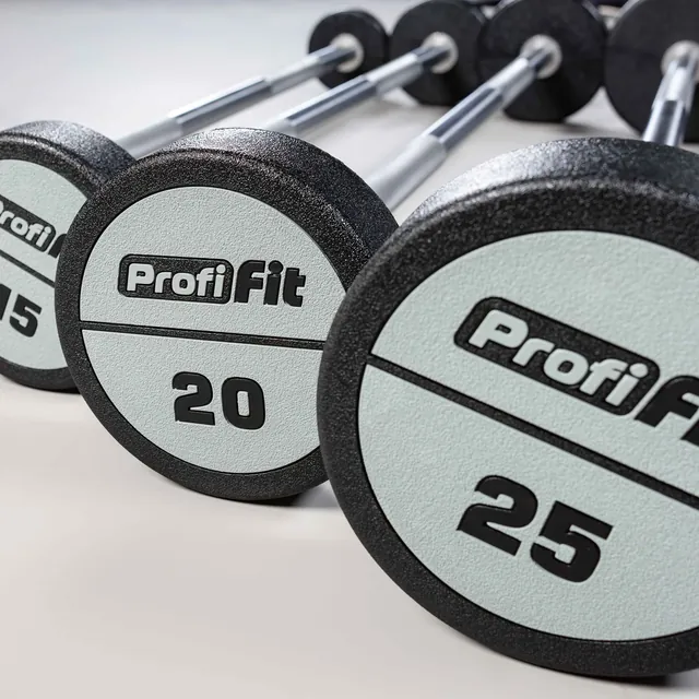 Набор прямых полиуретановых штанг (шаг 5 кг, 5 шт) PROFI-FIT 10-30 кг, фото 2