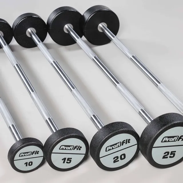 Набор прямых полиуретановых штанг (шаг 5 кг, 5 шт) PROFI-FIT 10-30 кг, фото 4