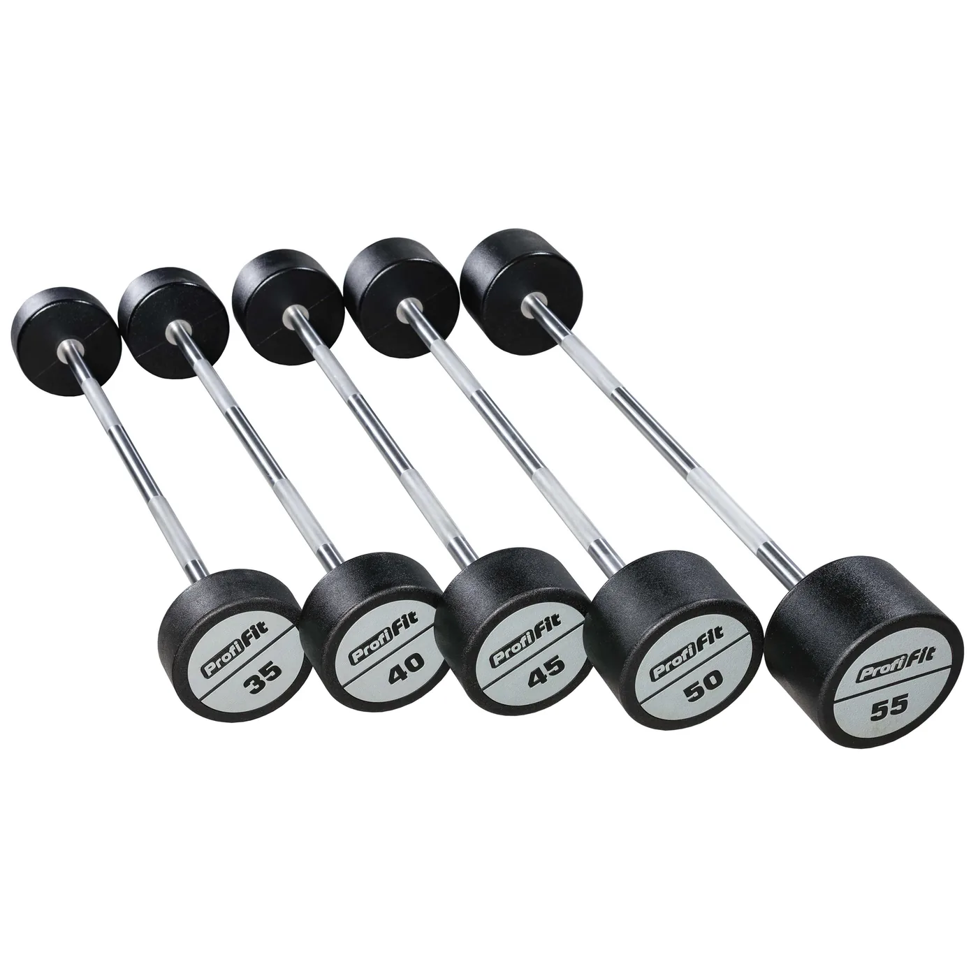Набор прямых полиуретановых штанг (шаг 5 кг, 5 шт) PROFI-FIT 35-55 кг